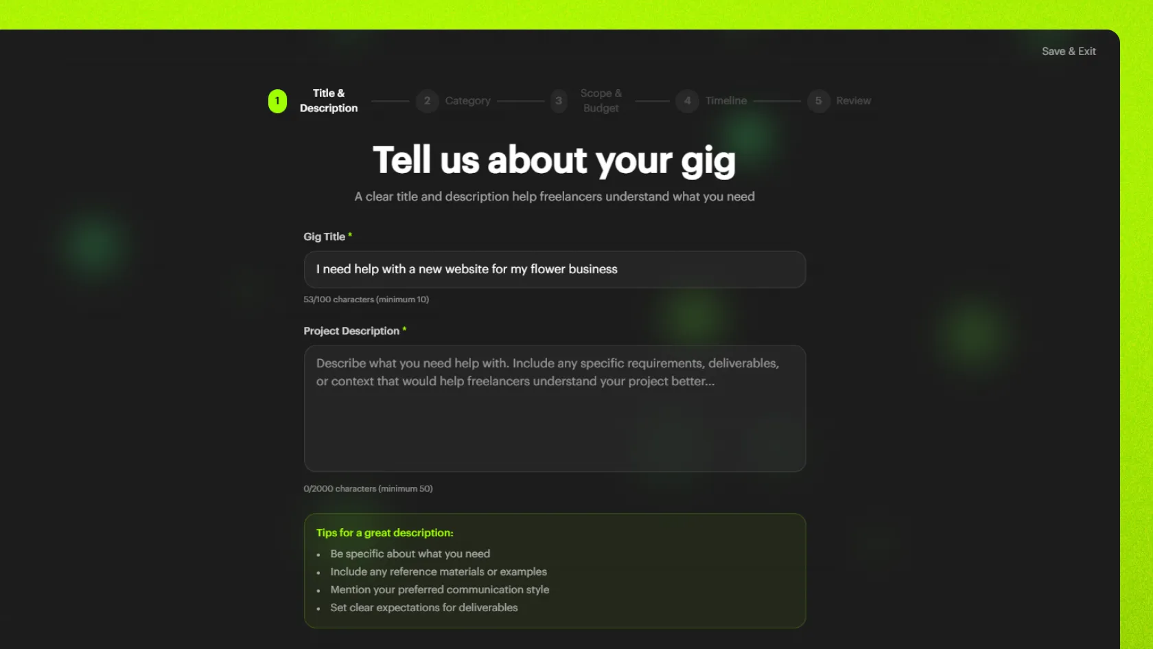 Posting a gig on Unjumble